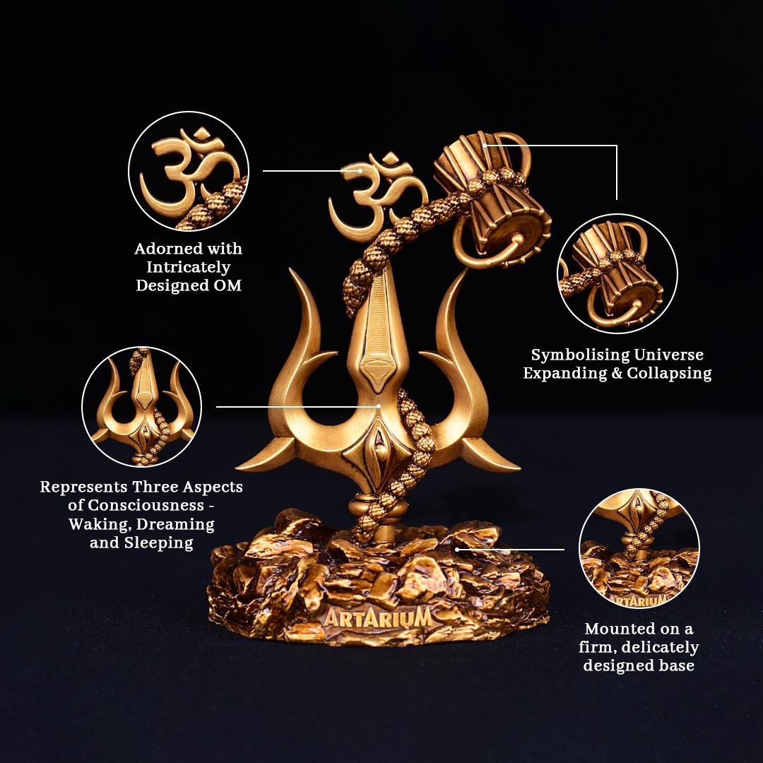 Damrita™️Lord Shiva Trishul With Damru Car Dashboard